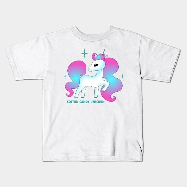 Cotton candy unicorn Kids T-Shirt by Karroart